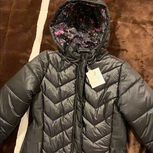 Justice water resistant black puffer jacket